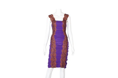 Lot 144 - Dolce & Gabbana Purple Silk Embellished Ruched Dress