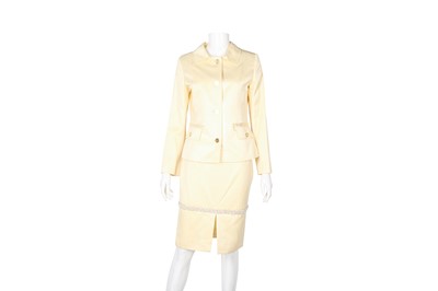 Lot 147 - Dolce & Gabbana Buttermilk Embellished Skirt Suit - Size 40