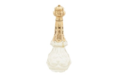 Lot 39 - A mid-19th century Willem III Dutch 14 carat gold mounted glass scent bottle, The Netherlands circa 1860