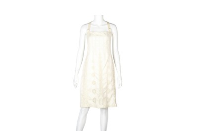 Lot 338 - Valentino Cream Embellished Buckle Strap Dress - Size US 8