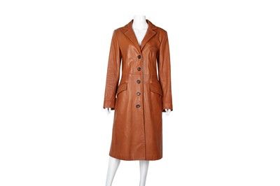Lot 150 - Dolce & Gabbana Tan Leather Coat - Size 44