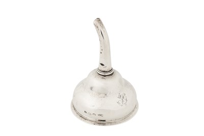 Lot 401 - A George III Irish sterling silver wine funnel, Dublin 1786 by William Bond