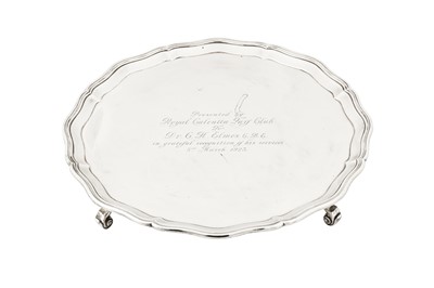 Lot 287 - A George V sterling silver salver, London 1922 by Garrard