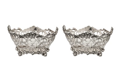 Lot 320 - A pair of Victorian sterling silver bon bon dishes, London 1898 by Daniel and James Welby