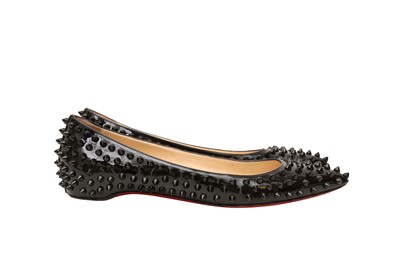 Lot 517 - Christian Louboutin Black Pigalle Spike Ballet Flat - Size 39