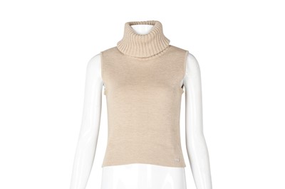 Lot 279 - Chanel Beige Wool Rollneck Vest - Size 38