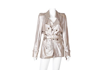 Lot 112 - Christian Dior Metallic Pink Leather Trench Coat - Size 12