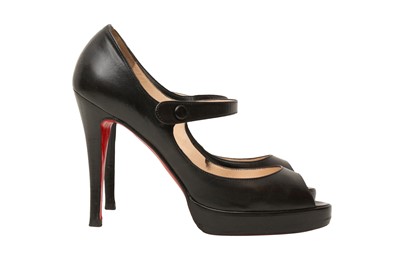 Lot 526 - Christian Louboutin Black Iowa Zeppa Heeled Pump - Size 38.5