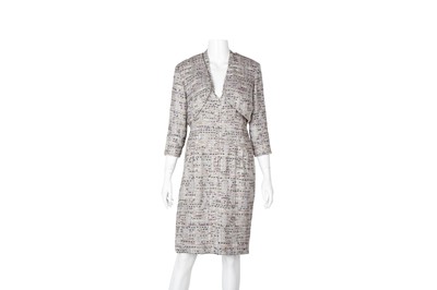 Lot 106 - Chanel Grey Tweed Dress and Bolero Jacket - Size 42