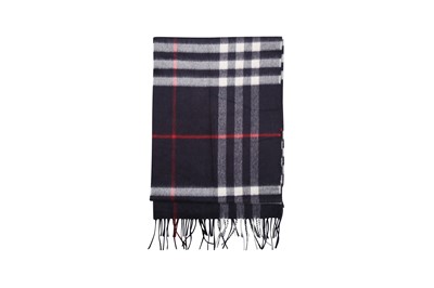 Lot 166 - Burberry Navy Cashmere Nova Check Scarf