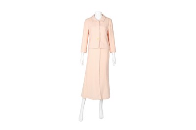 Lot 15 - Chanel Peach Wool Boucle Midi Skirt Suit - Size 38