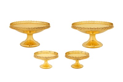 Lot 305 - A suite of George V sterling silver gilt dessert stands or comports, London 1930/31 by Blackmore and Fletcher Ltd