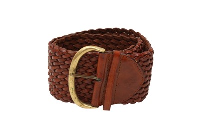 Lot 360 - Mulberry Brown Braided Wide Belt - Size 70