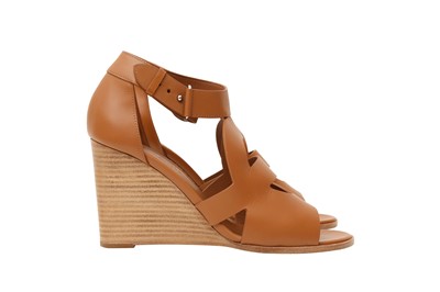 Lot 316 - Hermes Tan Merryl Wedge Sandal - Size 38.5