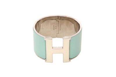 Lot 142 - Hermes Aqua Extra Wide Clic Clac H Bracelet