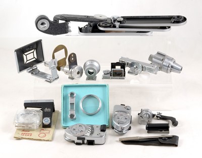 Lot 447 - A Good Selection Of Leica Viewfinders, Baseplates & Other Accessories.