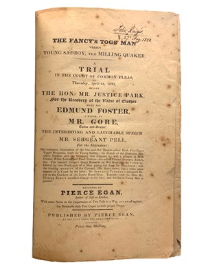 Lot 105 - Egan (Pierce) The Fancy's Togs' Man versus Young Sadboy, the Milling Quaker