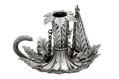 Lot 65 - A Victorian sterling silver ‘naturalistic’ taper chamberstick, Birmingham 1851 by Yapp and Woodward