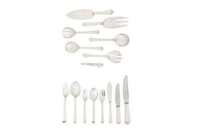 Lot 214 - An early 20th century Danish sterling silver table service of flatware / canteen, Copenhagen by Georg Jensen, import marks for London 1934 by George Stockwell