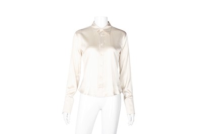 Lot 380 - Ralph Lauren Ivory Stretch Silk Shirt - Size US 6