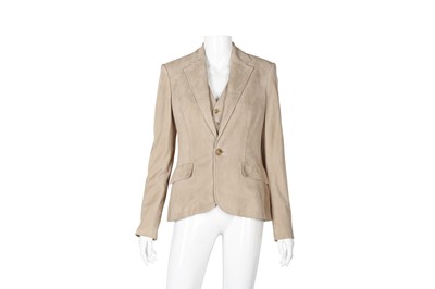 Lot 382 - Ralph Lauren Beige Suede Blazer and Waistcoat - Size US 6
