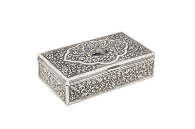 Lot 113 - An early 20th century Anglo – Indian unmarked silver cigarette box, Cutch circa 1910