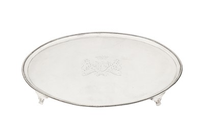 Lot 447 - Viscount Turnour – A large George III sterling silver salver, London 1783 by Richard Rugg
