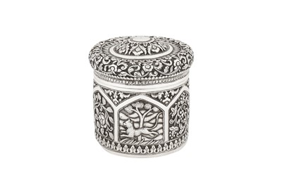Lot 109 - A rare early 20th century Anglo – Indian silver tea caddy, Karachi circa 1920 by J. Manikrai