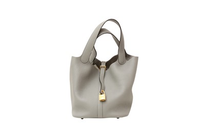 Lot 108 - Hermes Gris Mouette Clemence Picotin Lock 22