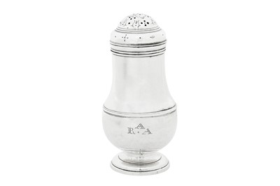 Lot 414 - An early George II provincial sterling silver pepper caster, Newcastle probably 1727 by John Carnaby (free. 5th May 1718)