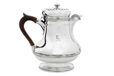 Lot 368 - A George IV sterling silver hot water jug, London 1825 by Richard Atkins and William Somersall overstruck by Edward Edwards II