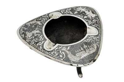Lot 137 - A mid-20th century Thai silver and niello ashtray, Bangkok circa 1950