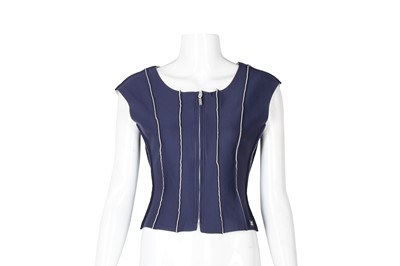 Lot 176 - Chanel Indigo Scuba Panel Zip Top - Size 36
