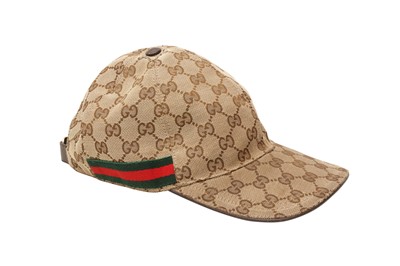 Lot 214 - Gucci Brown GG Monogram Web Baseball Cap - Size S