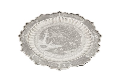 Lot 143 - A late 19th / early 20th century Straits Chinese unmarked silver dish, probably Malaysia circa 1900