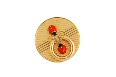Lot 1 - An Elizabeth II 9 carat gold and enamel pill box, London 1954 by Cartier