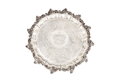 Lot 350 - A very large early Victorian sterling silver salver London 1842 By James Charles Edington