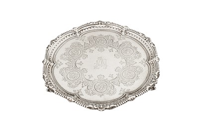 Lot 321 - A Victorian sterling silver small salver, London 1891 by Martin, Hall and Co