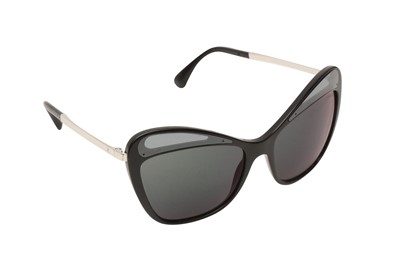 Lot 527 - Chanel Black CC Butterfly Sunglasses