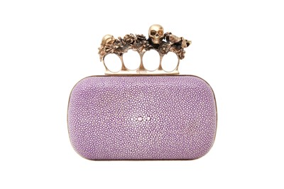 Lot 100 - λ Alexander McQueen Purple Stingray Flower Four Ring Clutch