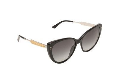 Lot 415 - Gucci Black GG Filigree Cat Eye Sunglasses