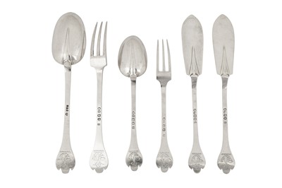 Lot 215 - A Victorian Britannia standard silver table service of flatware / canteen, London 1887 by John Chapple and John Mantell
