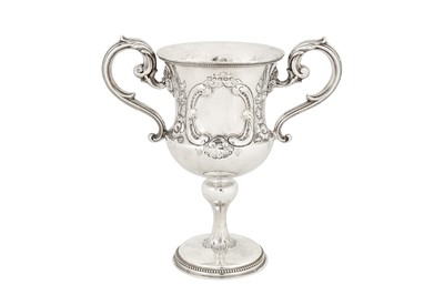 Lot 334 - A Victorian provincial sterling silver twin handled cup, Exeter 1868 by James and Josiah Williams