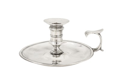 Lot 461 - A George II sterling silver chamberstick, London 1757 by William Cafe (this mark reg. 16th Aug 1757)