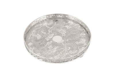 Lot 151 - A late 19th / early 20th century Chinese Export silver small salver or tray, Canton circa 1900 by Shan Ji, retailed by Wang Hing