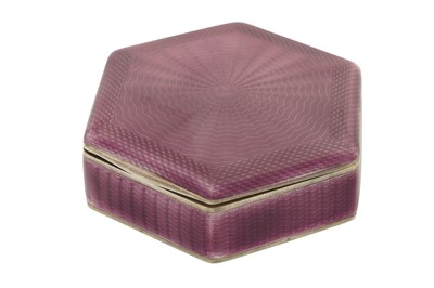 Lot 30 - An early 20th century German 935 standard silver and guilloche enamel box, Pforzheim circa 1920 by AW (untraced)