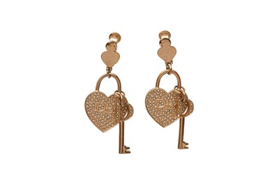 Lot 365 - Christian Dior Heart And Key Screwback Earrings