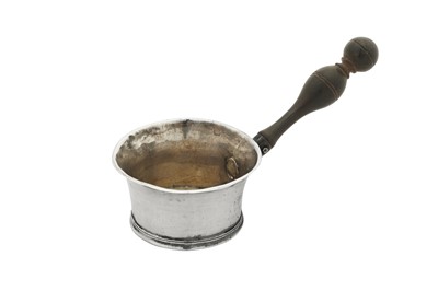 Lot 467 - A George I sterling silver miniature or ‘toy’ brandy pan, London circa 1720 by David Clayton (this mark reg. 6th July 1720)