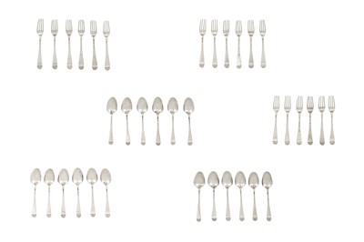 Lot 231 - A George III straight service of sterling silver knife box flatware / canteen, London 1771 by Thomas Dealtry