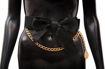 Lot 442 - Chanel Black Bow Drop Chain Belt - Size 80
